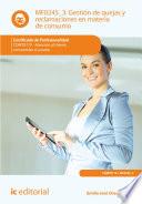 Libro Gestión de quejas y reclamaciones en materia de consumo. COMT0110