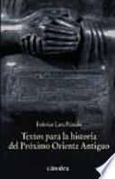 Libro Textos para la historia del Próximo Oriente Antiguo