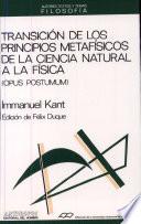 Transición de los principios metafísicos de la ciencia natural a la física